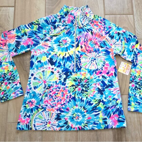 NWT Lilly Pulitzer Skipper Popover Jacket Multi Dive In print UPF 50 HTF Large - Picture 2 of 3
